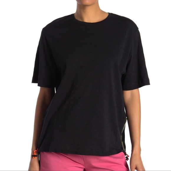 Love Moschino Top Oversize Side Zip Elbow Length Neon Toggle Pulls Black M NWT - Picture 2 of 14